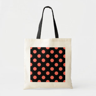 Levande korall polka dots på svart tygkasse