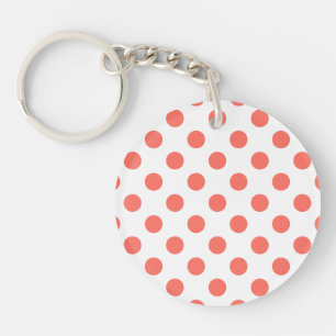 Levande korall polka dots på vitt