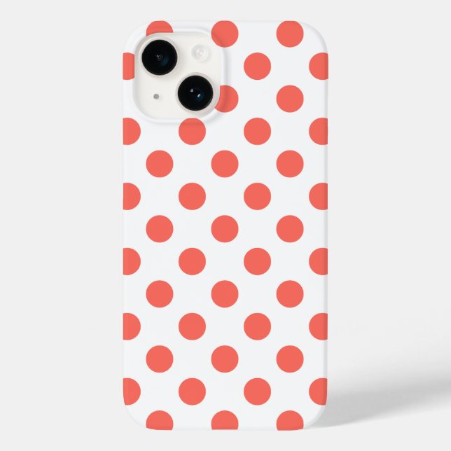 Levande korall polka dots på vitt (Baksida)