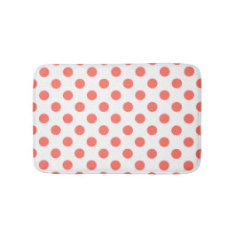 Levande korall polka dots på vitt badrumsmatta