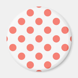 Levande korall polka dots på vitt magnet