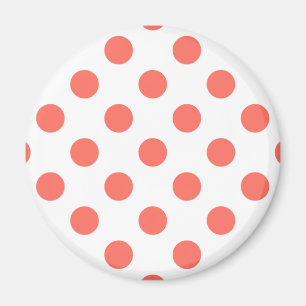 Levande korall polka dots på vitt magnet