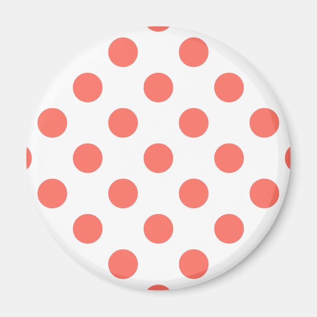 Levande korall polka dots på vitt magnet (Framsidan)