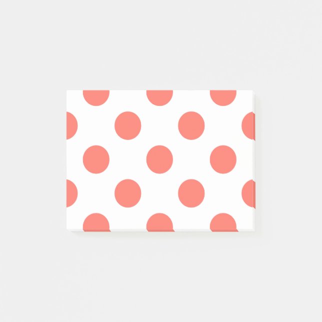 Levande korall polka dots på vitt post-it block (Framsida)