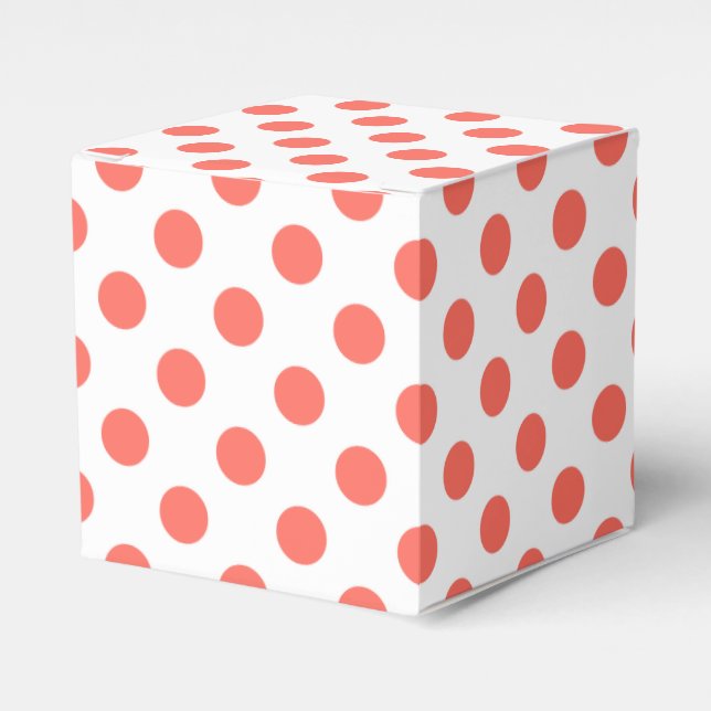 Levande korall polka dots på vitt presentaskar (Framsidan Sidan)