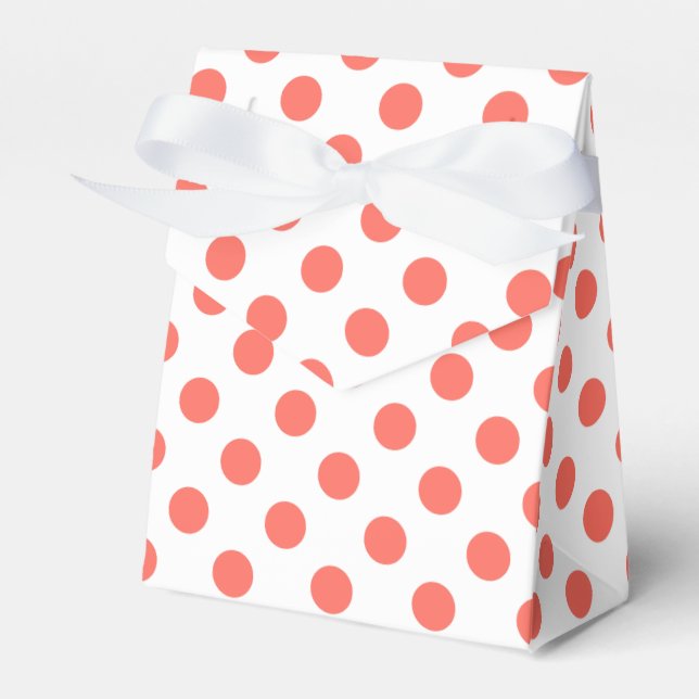 Levande korall polka dots på vitt presentaskar (Framsidan Sidan)