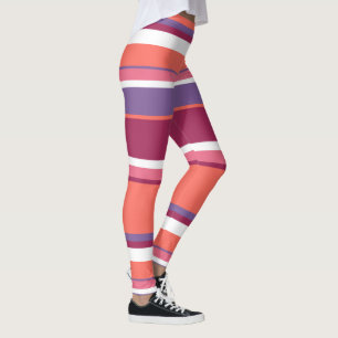 Levande korall, röd och violett leggings