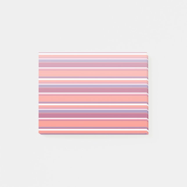 Levande korall, röd och violett rand post-it block (Framsida)