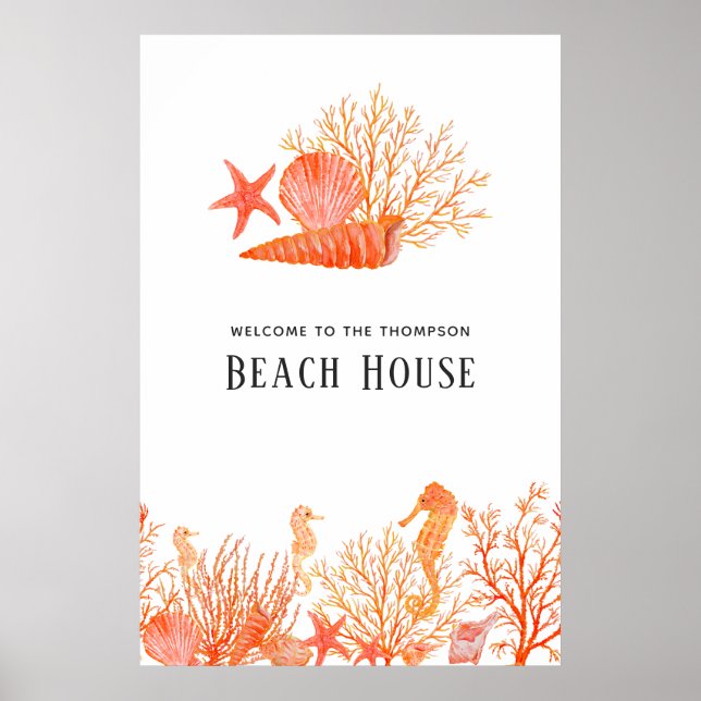 Levande korall strandhus poster (Framsidan)