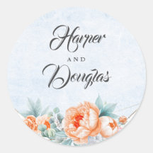 Levande korallblommor Dusty Blue Watercolor Bröllo