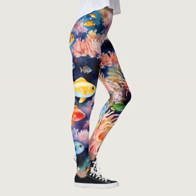 Levande korallrev akvarell leggings (Höger)