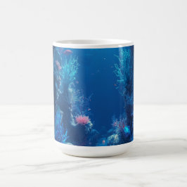 Levande korallrev undervattensscen kaffemug kaffemugg
