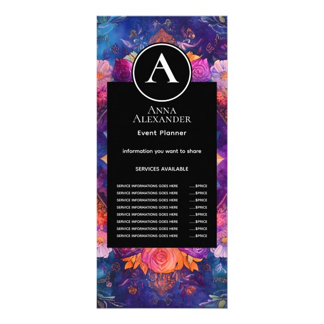 Levande kronblad | Blommig Mandala-design Reklamkort (Framsidan)