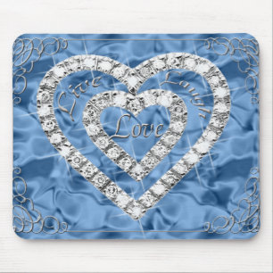 Levande Laugh Kärlek Diamond Heart Blue Mouse Pad Musmatta
