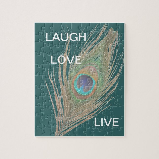 Levande,Laugh,Kärlek Peacock Feather Pussel (Vertikal)