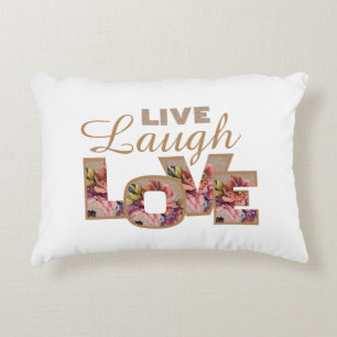 Levande, Laugh, Kärlek Rustic Blommigt Brev Prydnadskudde