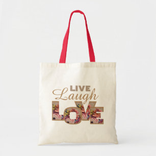 Levande, Laugh, Kärlek Rustic Blommigt Brev Tygkasse