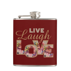 Levande, Laugh, Kärlek Rustic Blommigt på Burgundy Fickplunta
