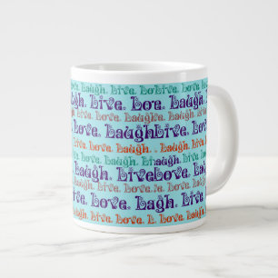 Levande Laugh Kärlek som uppmuntrar Ord Teal Blue Jumbo Mugg