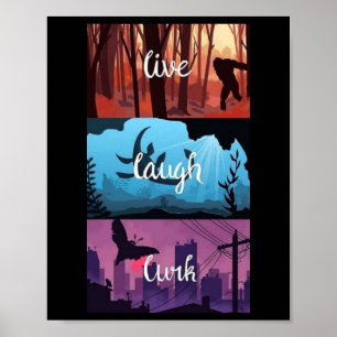 Levande, Laugh, Lurk Cryptid Stil Poster