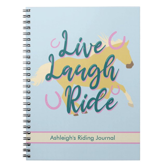 Levande Laugh Ride - Teal + Palomino Horse Riding Anteckningsbok (Framsidan)
