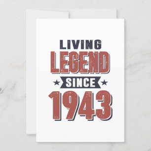 Levande Legend sedan 1943 Födelsedagspresent Inbjudningar