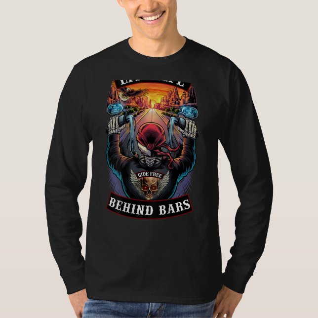 Levande liv bakom Pub motorcykelns Biker Skull T Shirt (Framsida)