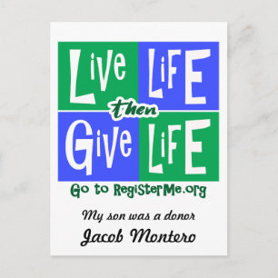 Levande liv då Ge Life Donor Vykort