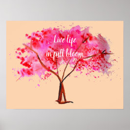Levande liv i fullt-blommans citat Rosa Cherry Blo Poster
