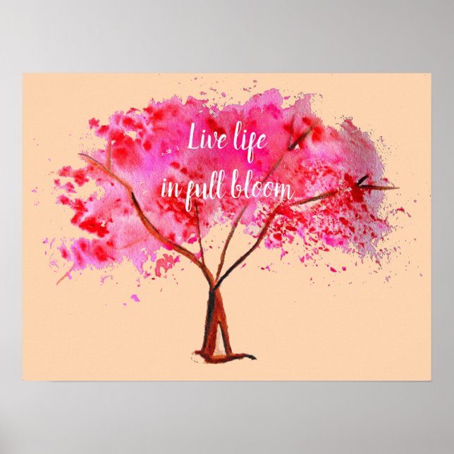 Levande liv i fullt-blommans citat Rosa Cherry Blo Poster (Framsidan)