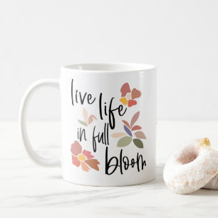 Levande liv i Fullt Bloom Positive Quote Namn Kaffemugg