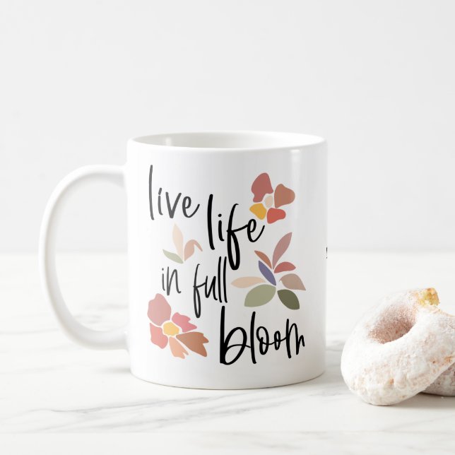 Levande liv i Fullt Bloom Positive Quote Namn Kaffemugg (Med munk)