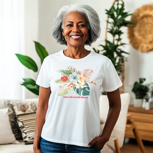 Levande liv i Fullt Bloom Tropical Flowers T-Shirt (Skapare uppladdad)