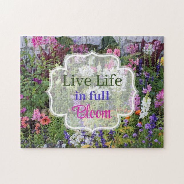 Levande liv i Fullt Bloom Wildblomme Jigszle Puzzl Pussel (Horisontell)