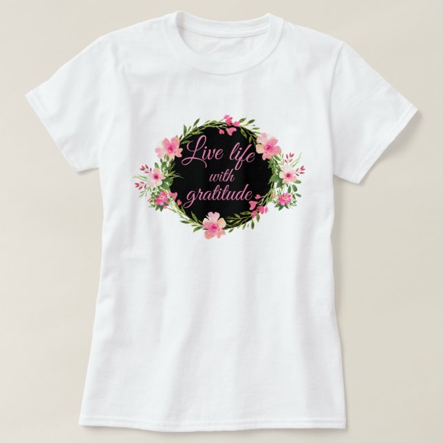 Levande liv med giftig färgad Blommigt andedräkt T Shirt (Design framsida)