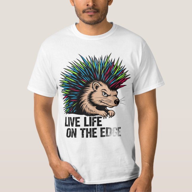 Levande liv på Kant: Porcupine Graphic Punk Sten T Shirt (Framsida)