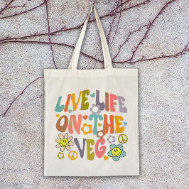 Levande liv på Veg, Trendiget Flowers Retro Vegan Tygkasse