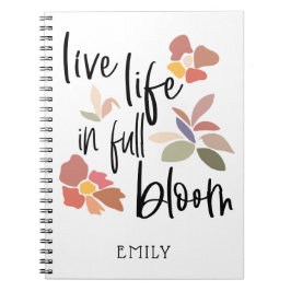 Levande livstid i Fullt Bloom Positivity Quote Nam Anteckningsbok