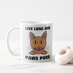 Levande Long och Tass Purr Funny Cat Kaffemugg