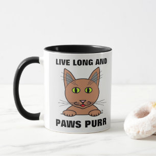 Levande Long och Tass Purr Funny Cat Mugg