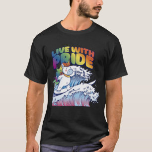 Levande med Pride Unicorn Surfing T Shirt