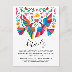 Levande mexikanskt inspirerade fåglar och blomster tilläggskort