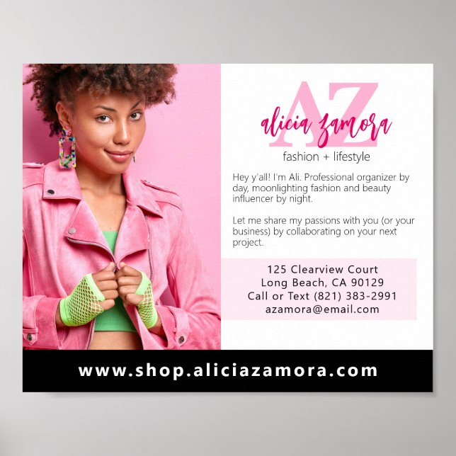 Levande Modern Magenta Mode Anpassad Fotomarknadsf Poster (Framsidan)