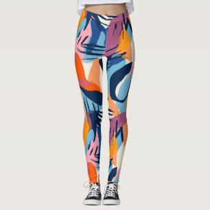 Levande moderna abstrakta formmönster Leggings