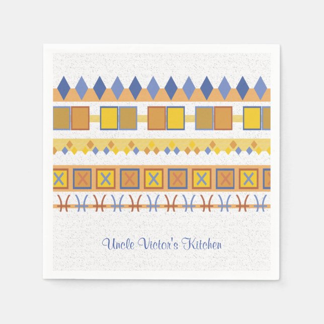 Levande Mönster-moronans blå symboler för köket Pappersservett (Framsidan)