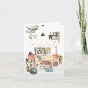 Levande Mysigt Hygge Homely Bedroom Scene White Kort