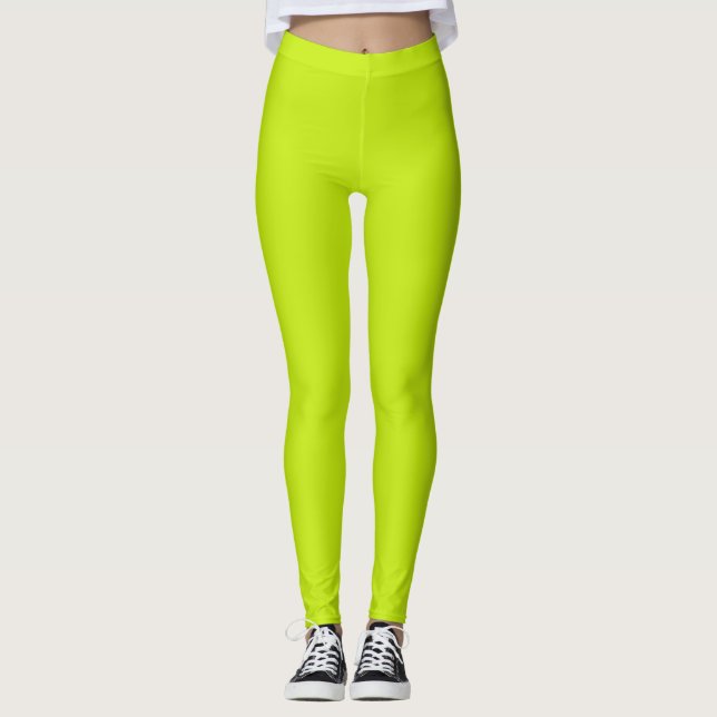 Levande neon limegröna Leggings - Modern minimalis (Framsida)