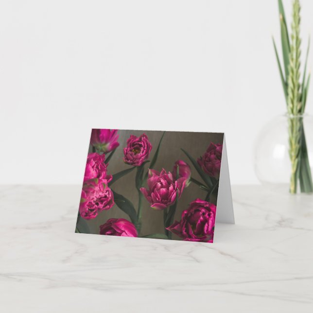 Levande och eleganta magenta tulpaner, finkonstfot kort (Framsida)