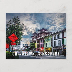 Levande och färgrik vykort över Singapore Chinatow