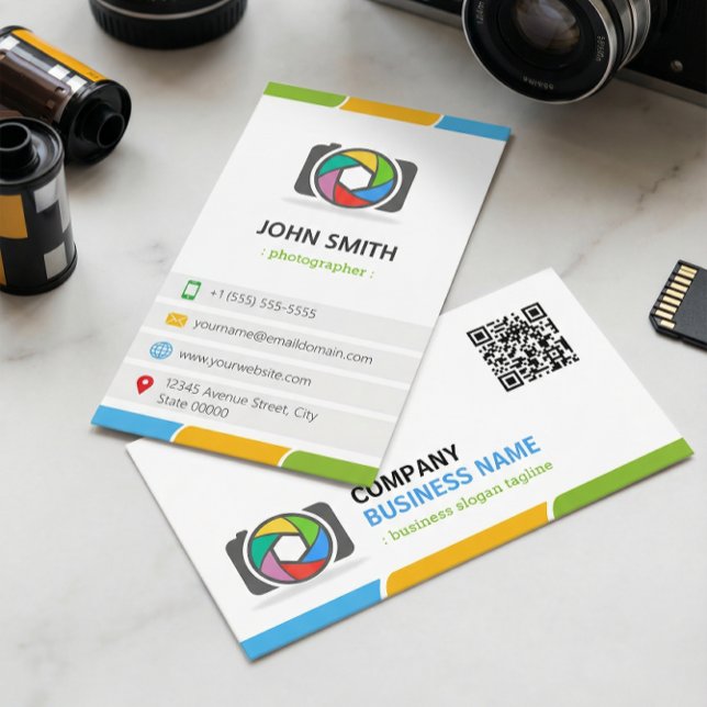 Levande och färgstarka fotografier med QR-kod Visitkort (Skapare uppladdad)